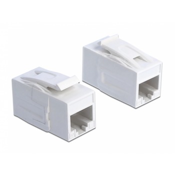 Cupla modulara RJ45 cu PoE Cat.6A UTP M-M Alb, Delock 86299 Cupla modulara RJ45 cu PoE Cat.6A UTP M-M Alb, Delock 86299