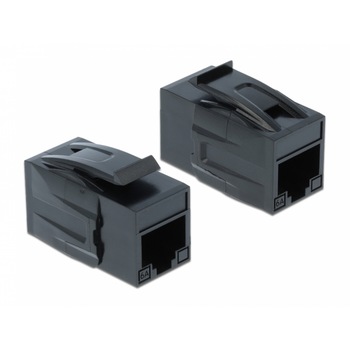 Cupla modulara RJ45 cu PoE Cat.6A UTP M-M negru, Delock 86298 Cupla modulara RJ45 cu PoE Cat.6A UTP M-M negru, Delock 86298