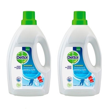 Pachet Dettol: 2 x Dezinfectant pentru haine Fresh Cotton 1.5L Pachet Dettol: 2 x Dezinfectant pentru haine Fresh Cotton 1.5L