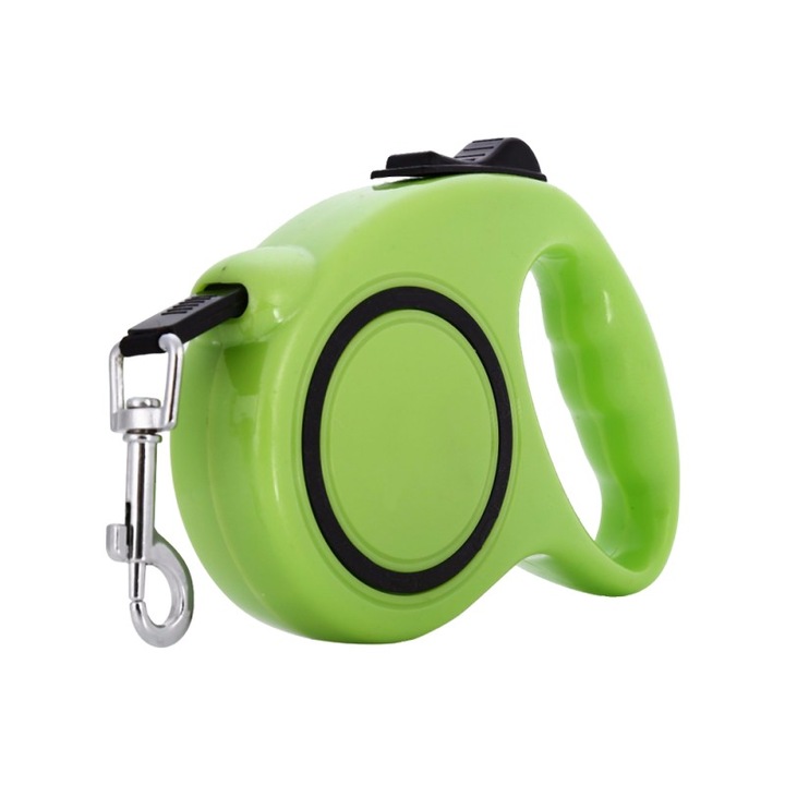 Lesa Retractabila 5m, Pentru Caini Cu Greutatea De Pana La 15KG, Culoare Verde