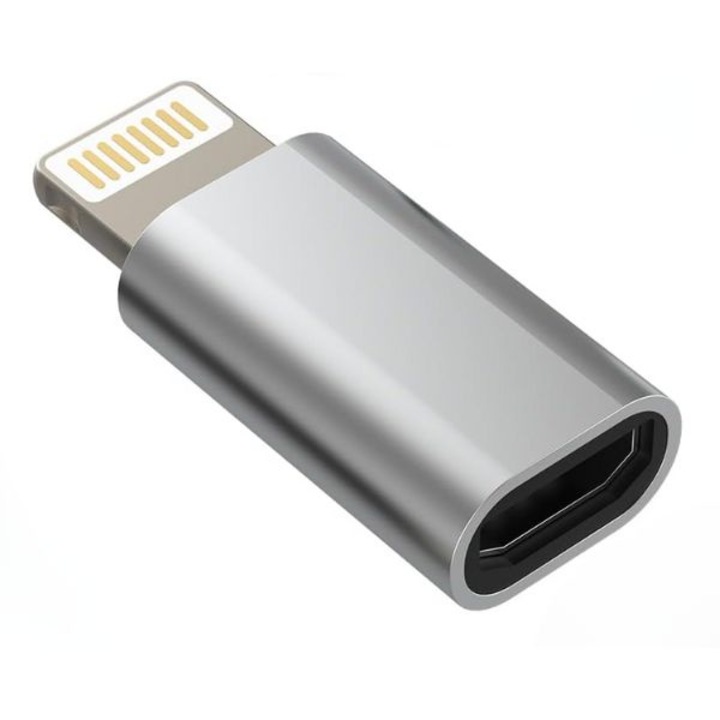 Adaptor Fast Charging, Micro USB / Lightning, Redare muzica, Transfer date, Silver