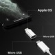 Adaptor Fast Charging, Micro USB / Lightning, Redare muzica, Transfer date, Silver