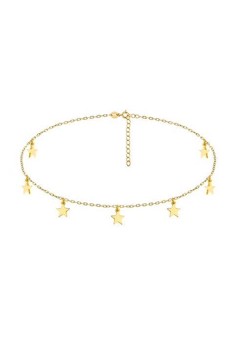 Colier tip choker cu 7 stelute, argint 925 placat cu aur galben
