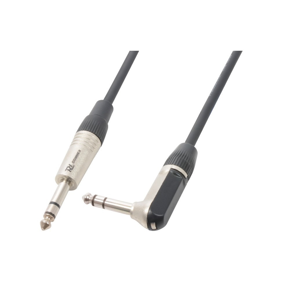 Cablu jack stereo 6.3mm tata - jack stereo 6.3mm tata cu unghi drept, 3m, Power Dynamics