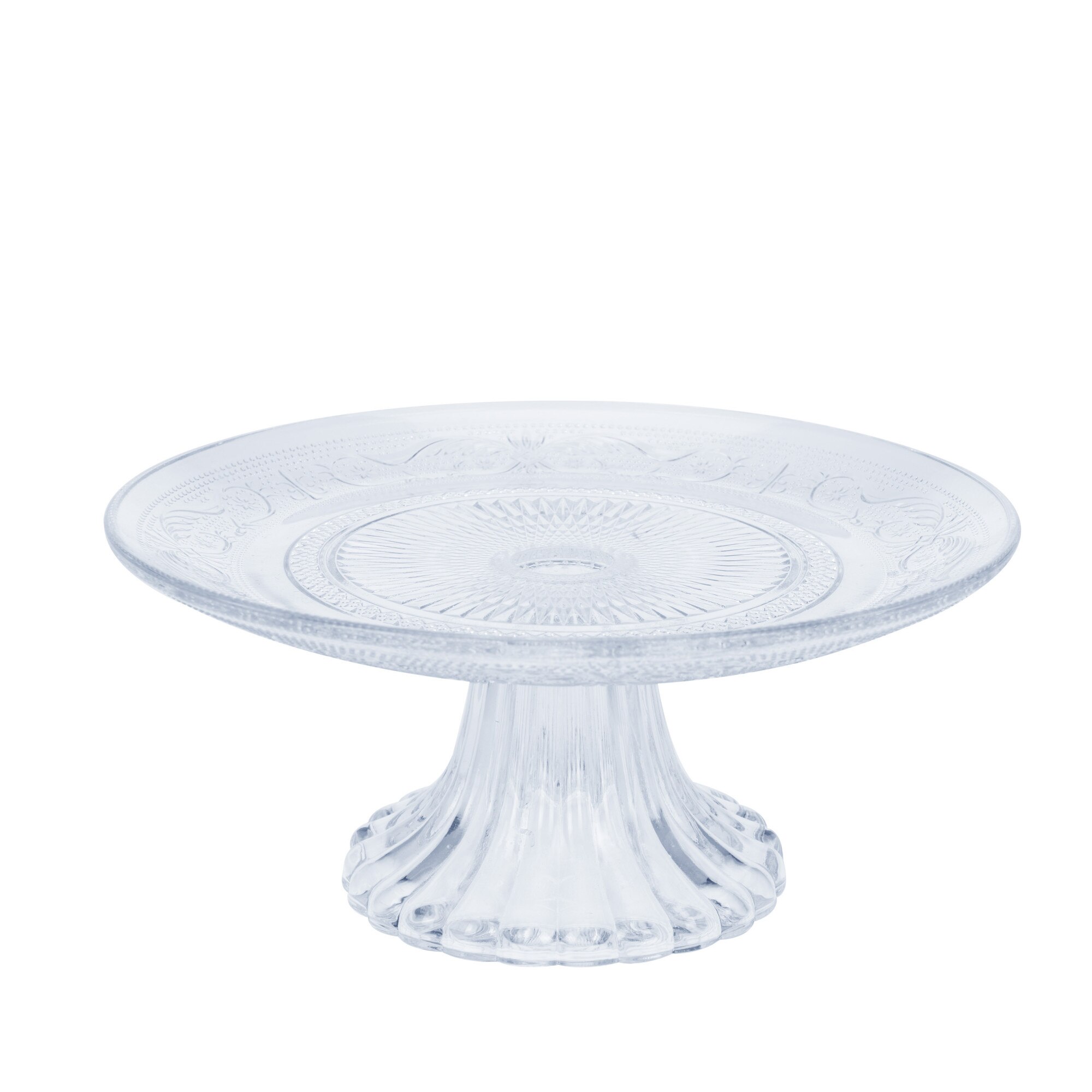 Suport de sticla cu picior, pentru prajituri, 20x10.5 cm