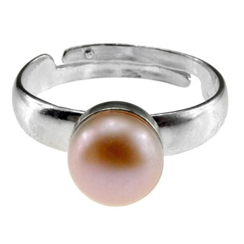 Inel argint reglabil cu perla de cultura oranj 6 MM, GlamBazaar Inel argint reglabil cu perla de cultura oranj 6 MM, GlamBazaar