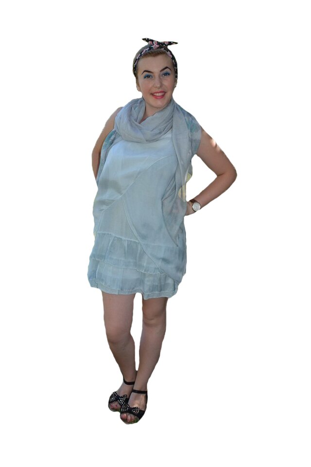 Esarfa mare cu aspect simplist, design floral de nuanta turcoaz, D&J Exclussive