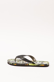 SUPERDRY, Papuci flip-flop cu imprimeu tropical Scuba, Negru/Verde/Alb, S SUPERDRY, Papuci flip-flop cu imprimeu tropical Scuba, Negru/Verde/Alb, S