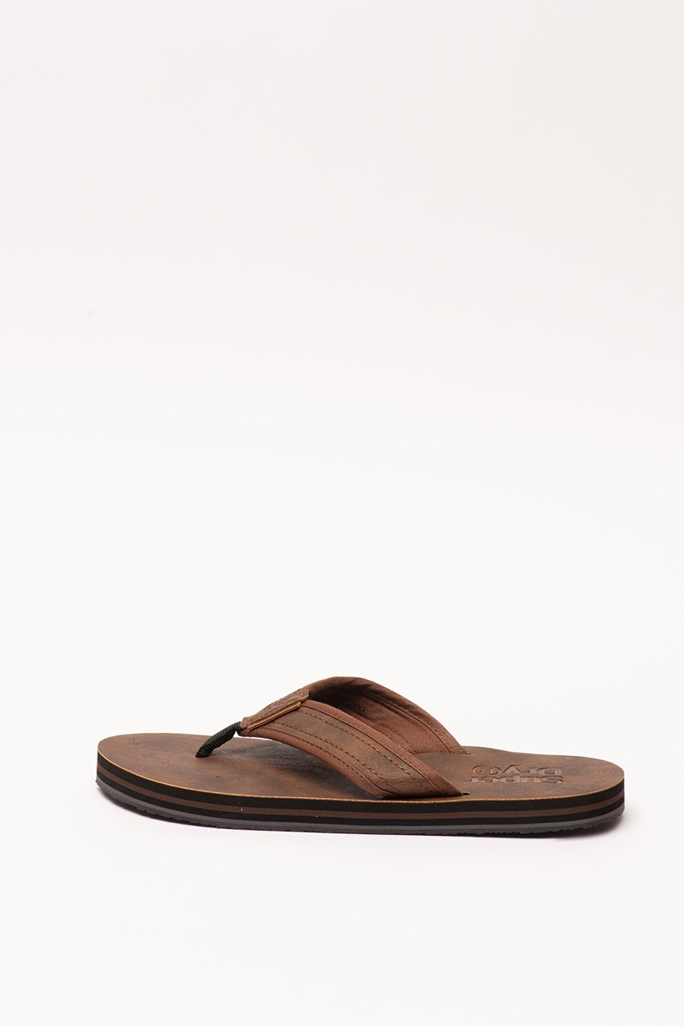 SUPERDRY, Papuci flip-flop cu cusaturi contrastante Premium, Maro inchis, S