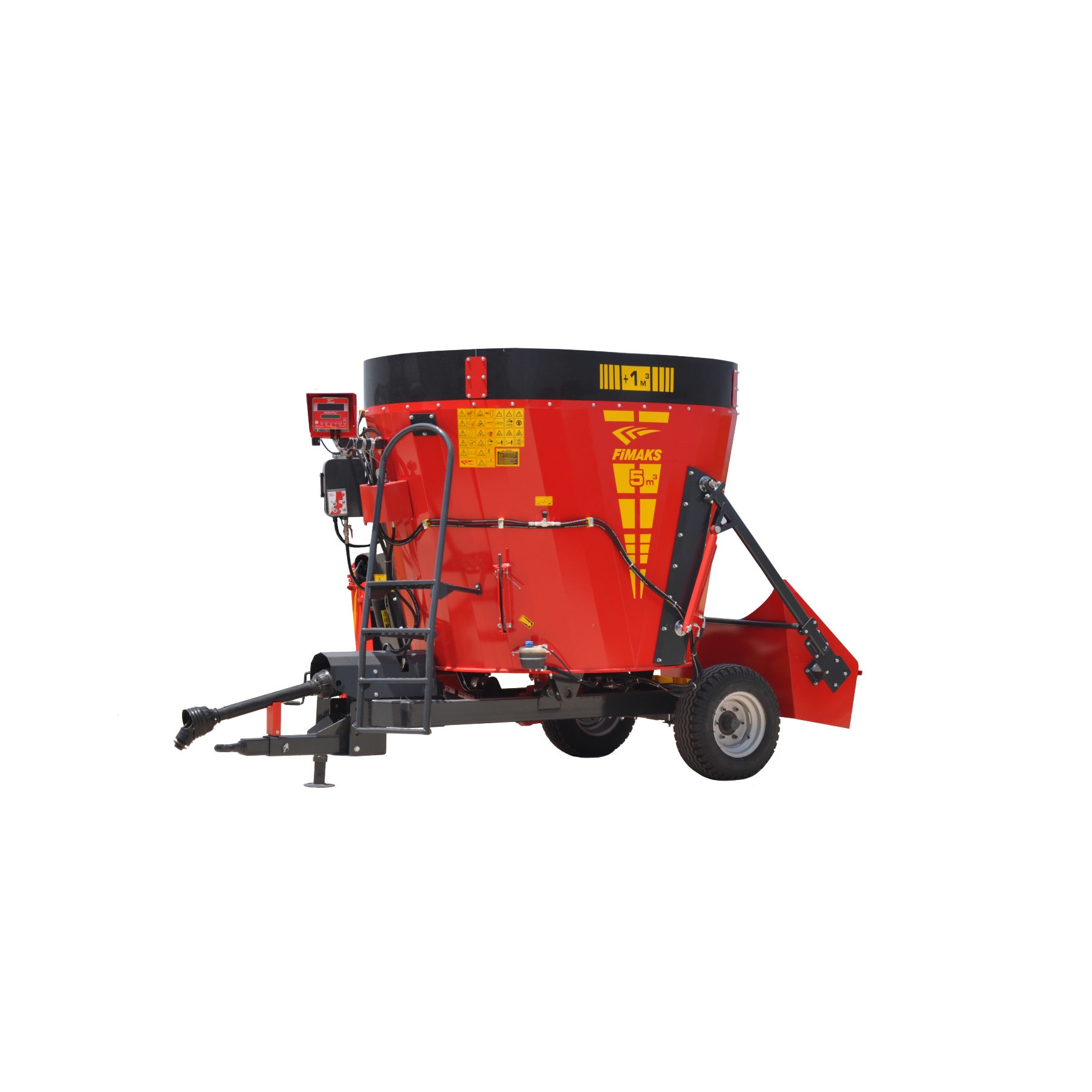 Remorca tehnologica verticala,5 m3, cu descarcare laterala, fara banda si un singur burghiu Fimaks model FMV 5S