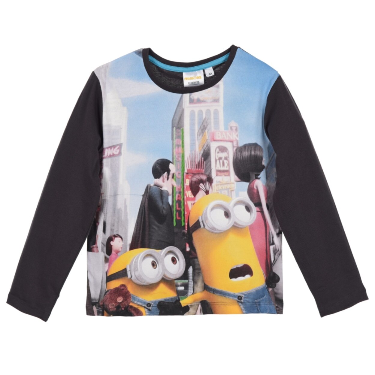 Tricou Minions, maneca lunga, 4 ani, gri inchis