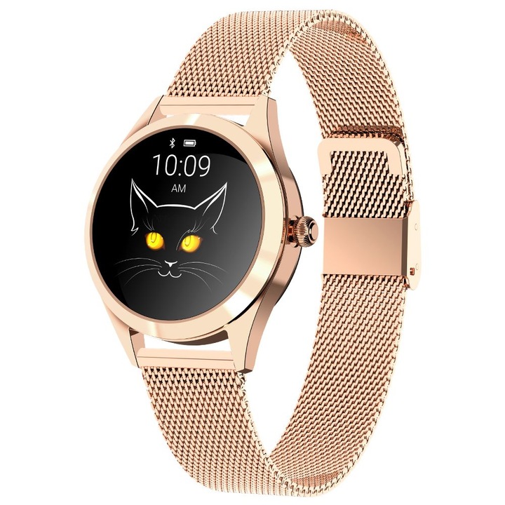 Смарт часовник ISP SMARTFIT for Ladies, функция против загуба, наблюдение на пулса, заседнал начин на живот, известия, сменяеми лица, злато