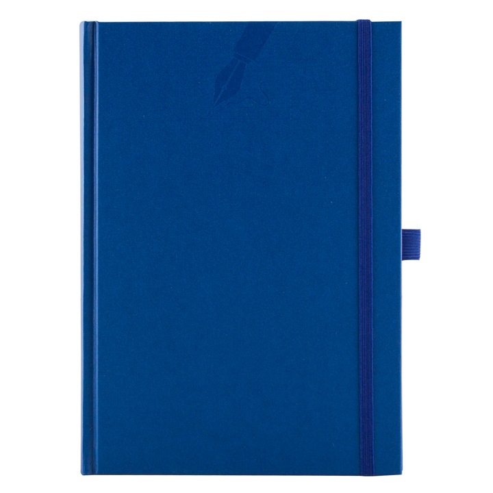 Agenda LUX cu elastic si suport pix, A5, albastra, nedatata