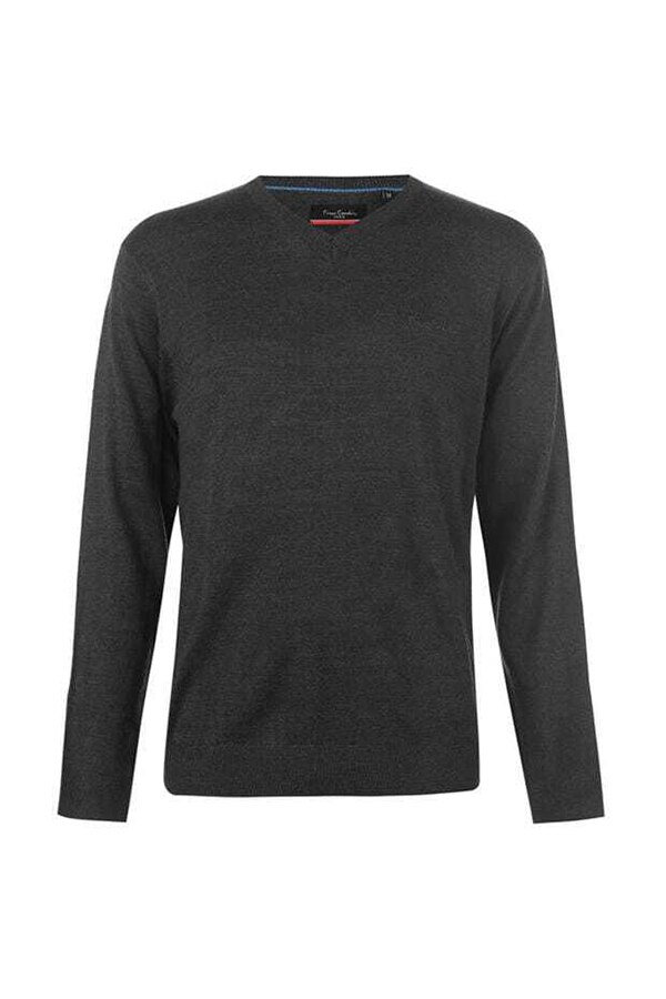 Pulover cu maneci lungi Pierre Cardin, Pentru barbati, Cu decolteu in V, Gri, 2XL