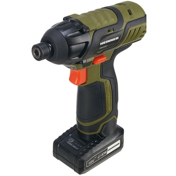 Masina de insurubat (bormasina) cu impact pe acumulator Heinner VMGA007, 18 V, 3400 RPM, 3000 IPM, 18+1 trepte torsiune, incarcator, acumulator Masina de insurubat (bormasina) cu impact pe acumulator Heinner VMGA007, 18 V, 3400 RPM, 3000 IPM, 18+1 trepte torsiune, incarcator, acumulator
