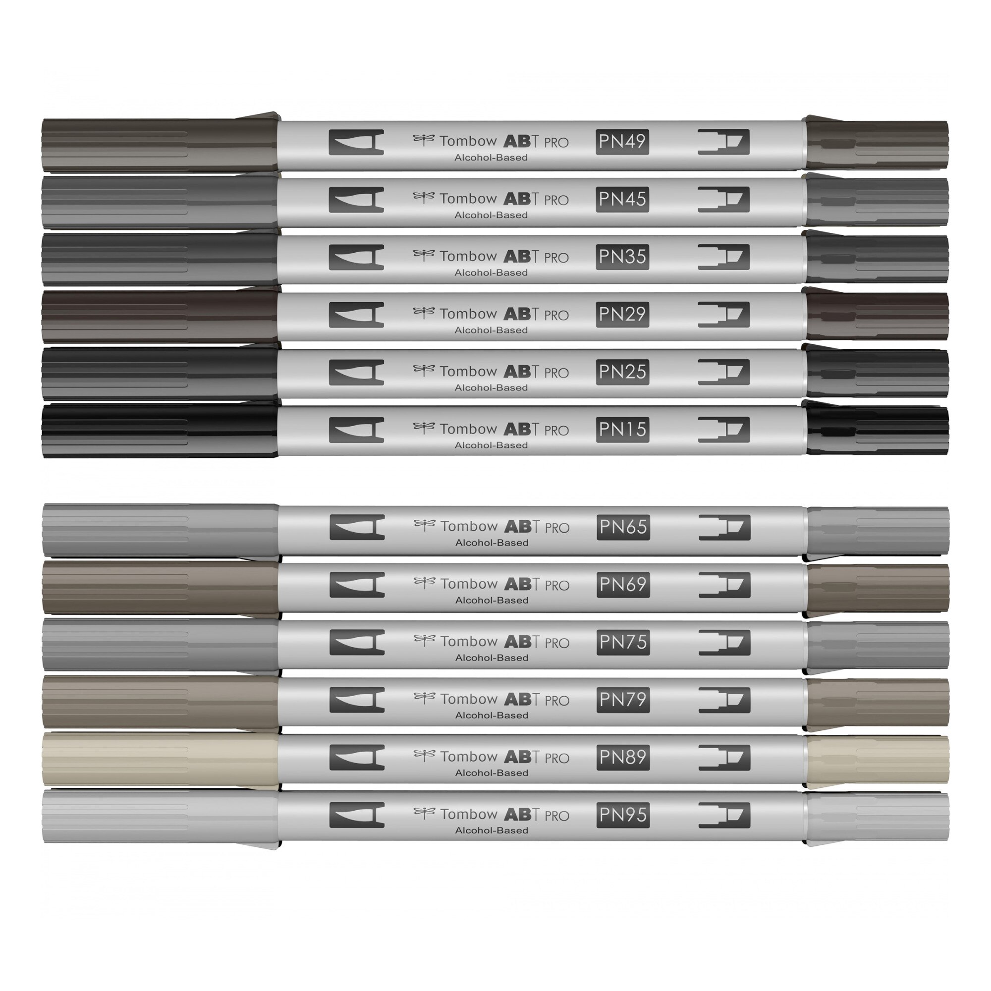 Set 12 Tombow Creativ ABT Pro Dual Brush Pen Gray Colours