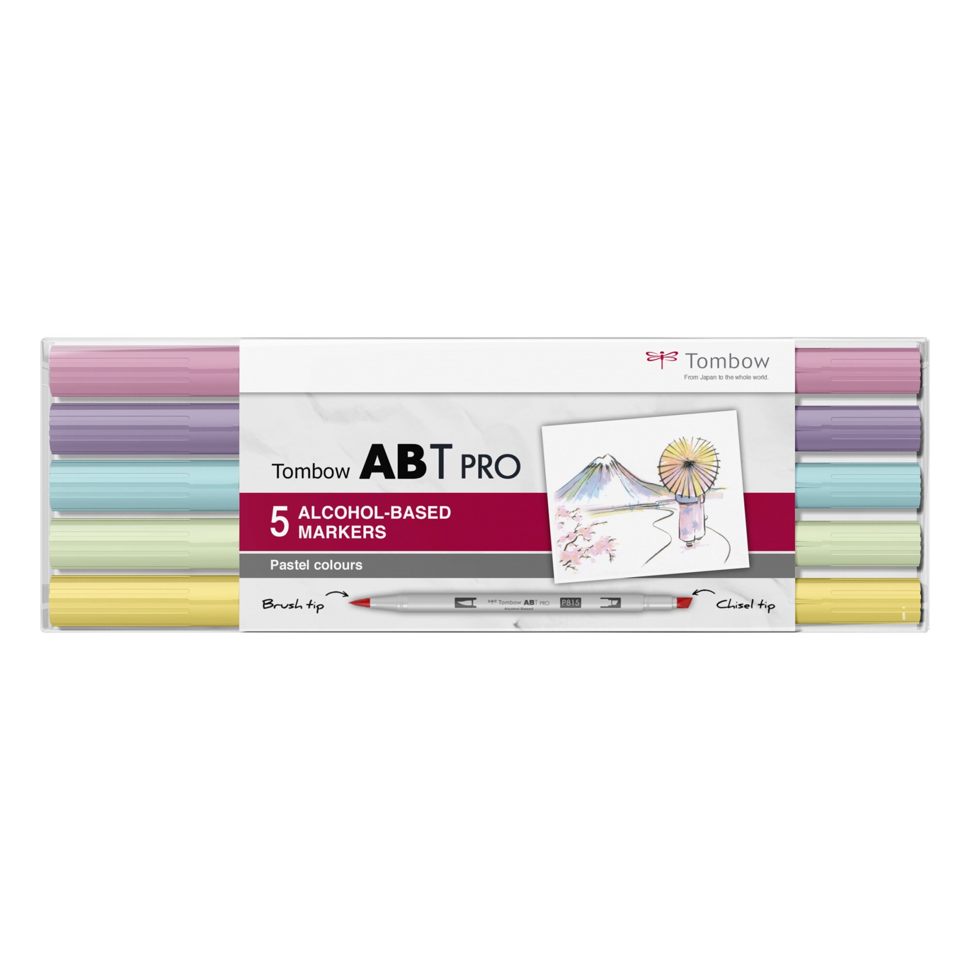 Set 5 Tombow Creativ ABT Pro Dual Brush Pen Pastel Colours
