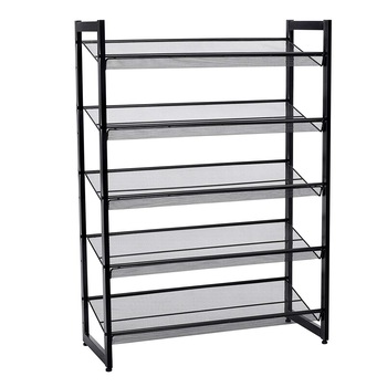 Raft pentru pantofi pe 5 nivele, SONGMICS, plasa de otel, pentru 15 pana la 20 de perechi, Negru LMR005B Raft pentru pantofi pe 5 nivele, SONGMICS, plasa de otel, pentru 15 pana la 20 de perechi, Negru LMR005B