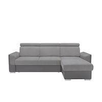 Coltar extensibil Kring Lima, 257x92x180 cm, tetiere reglabile, reversibil, gri