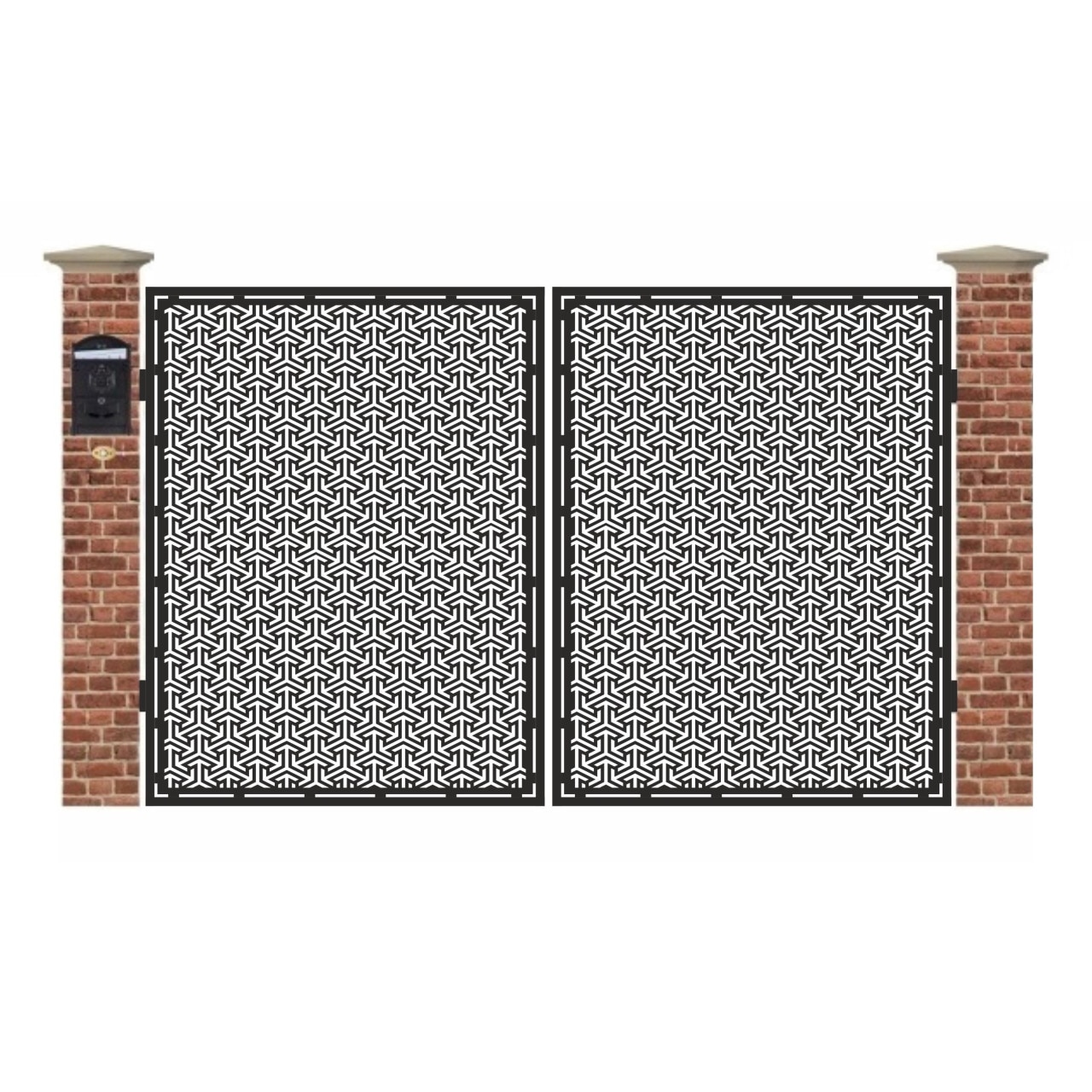 Poarta acces auto mica din tabla debitata cu plasma GEOMETRIC 3000x1940 mm