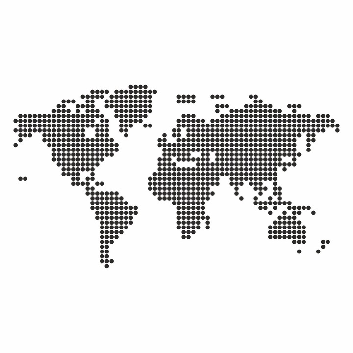 Декоративен стикер за стена, модерен, абстрактен пейзаж с карта на света на точки, коридор, спалня или всекидневна, черен, PVC стикер, 160 x 96 cm