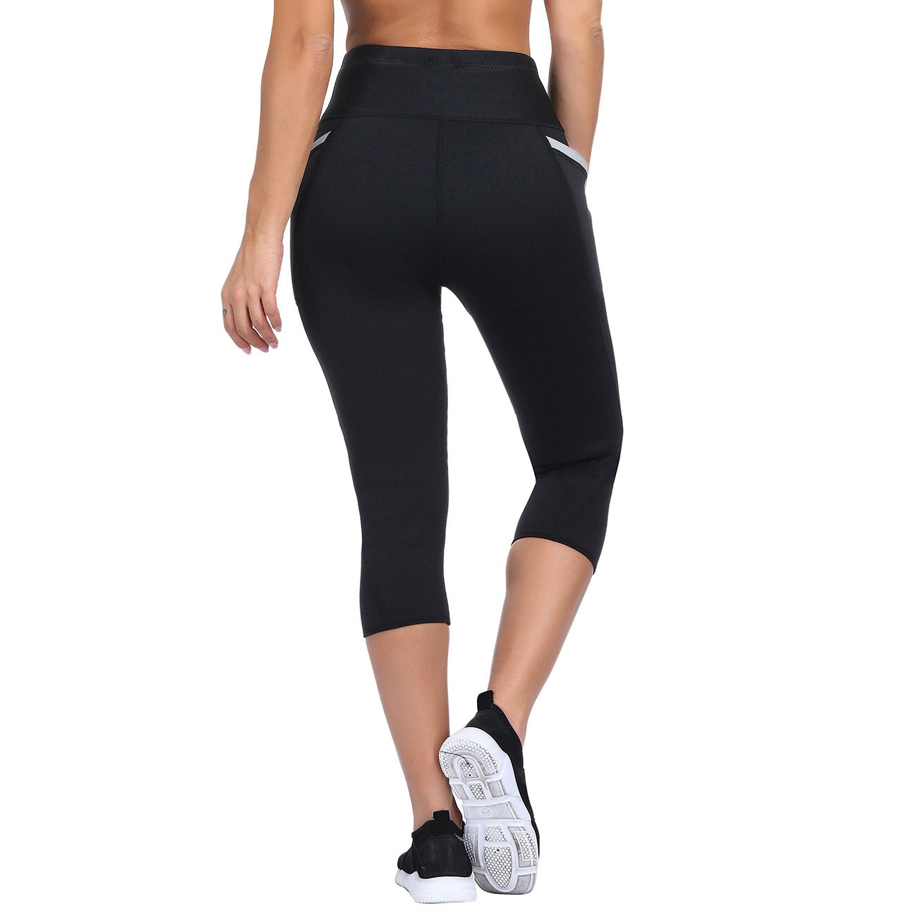 Pantaloni Fitness 3/4 pentru femei, SlimBody, Negru, Neopren - eMAG.ro