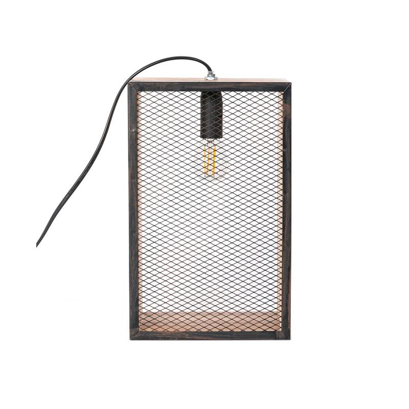 Veioza cu abajur dreptunghiular din plasa metalica, E27