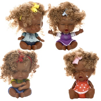 Set 4 papusi decorative 'negresele cretofolate', confectionate din plastic, 18 cm Set 4 papusi decorative 'negresele cretofolate', confectionate din plastic, 18 cm