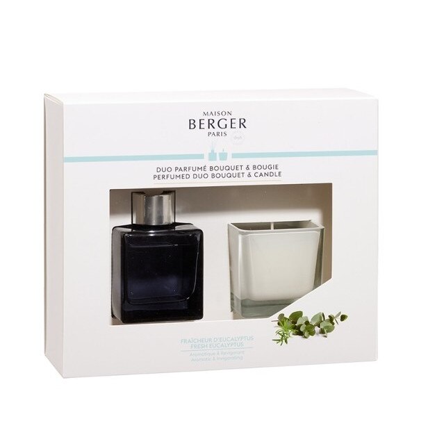 Set Berger Duo Bouquet Parfume Cube 80ml + lumanare parfumata 80g Fraicheur d'Eucalyptus