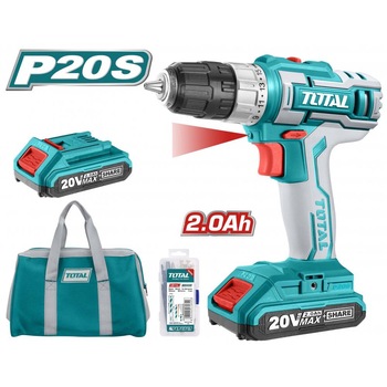Masina de gaurit cu 2 acumulatori 20V-2.0Ah Li-Ion TOTAL Industrial TDLI20025 Masina de gaurit cu 2 acumulatori 20V-2.0Ah Li-Ion TOTAL Industrial TDLI20025
