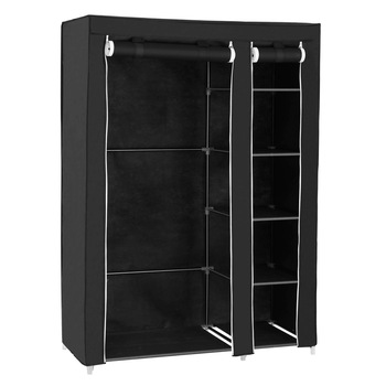 Dulap tip sifonier LSF007, SONGMICS, tapiterie textila si cadru metalic, 110 cm x 175 cm x 45 cm, Negru Dulap tip sifonier LSF007, SONGMICS, tapiterie textila si cadru metalic, 110 cm x 175 cm x 45 cm, Negru