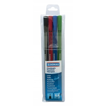 Set Finelinere DONAU cu Scriere de 0.4 mm, 4 Buc/Bax, Corp Hexagonal, Multicolor Set Finelinere DONAU cu Scriere de 0.4 mm, 4 Buc/Bax, Corp Hexagonal, Multicolor