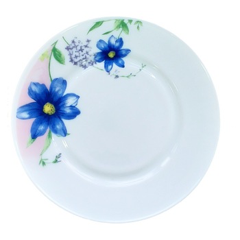Set 6 farfurii opal floare albastra 20cm Set 6 farfurii opal floare albastra 20cm