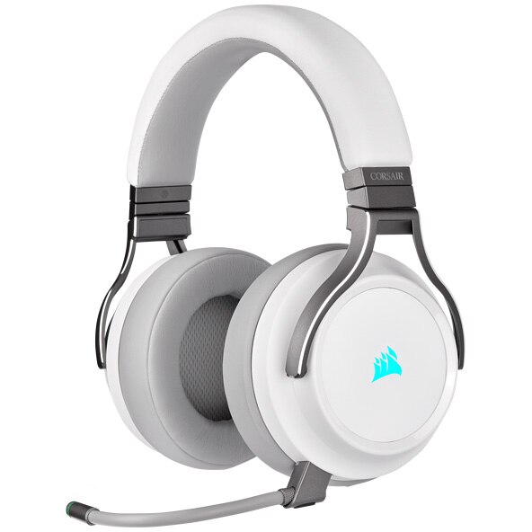 Casti gaming Corsair Virtuoso, Iluminare RGB, Wireless, Alb