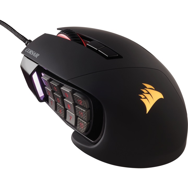 Mouse gaming Corsair Scimitar Elite, Iluminare RGB, Negru