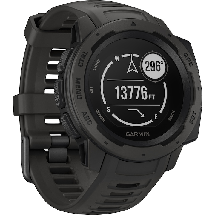 Смарт часовник Garmin Instinct, 45 mm, Silicone strap, Black