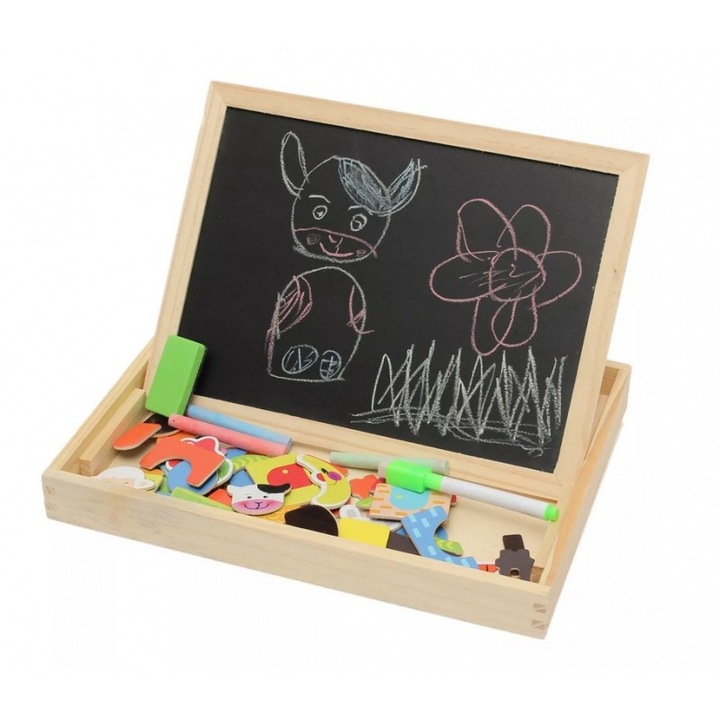 Tabla Magnetica Educativa Si Puzzle, Din Lemn, 2 In 1