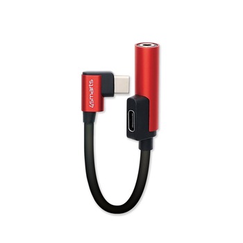 Adaptor pasiv USB-C la USB-C si 3,5 mm jack audio, 4smarts SoundSplit Passive, rosu Adaptor pasiv USB-C la USB-C si 3,5 mm jack audio, 4smarts SoundSplit Passive, rosu