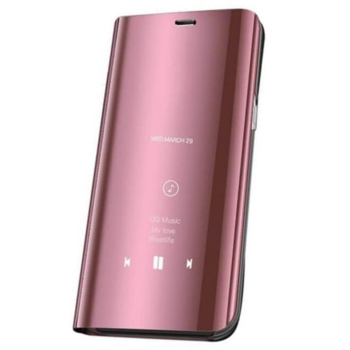 Huawei P30 Lite tok, Flip / Book / Carte, Állvány funkció, Clear View, Rózsaszín