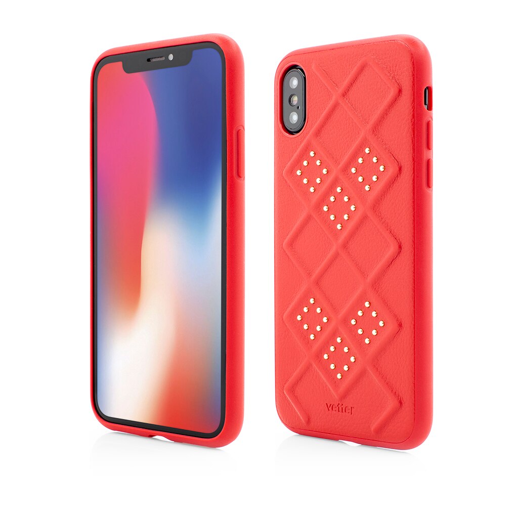 Husa de protectie Vetter pentru iPhone Xs, Smart Case, 3D Rhombus Design, Red