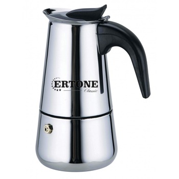 Espressor pentru aragaz 4 cesti, inox 304, Argintiu/Negru Espressor pentru aragaz 4 cesti, inox 304, Argintiu/Negru