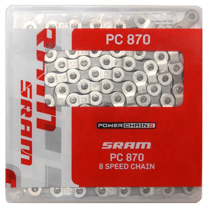 Lant Sram PC-870, 7-8 vit, 1/2 x 11/128, gri-argintiu, 114 zale