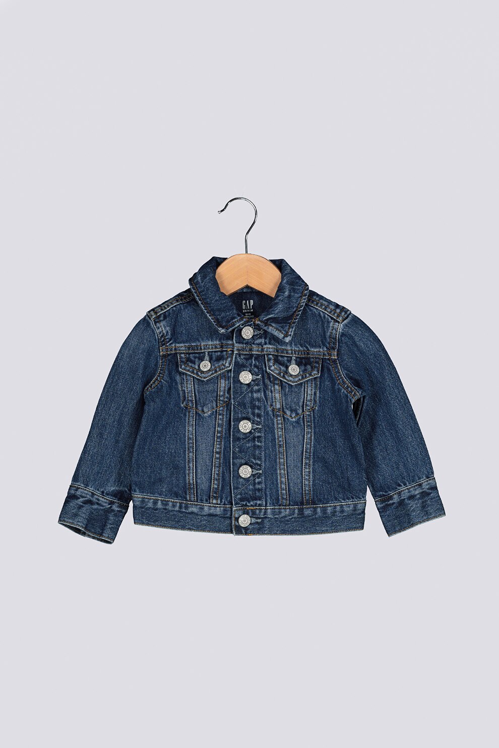 GAP, Jacheta din denim cu cusaturi contrastante, Albastru marin, 100 CM