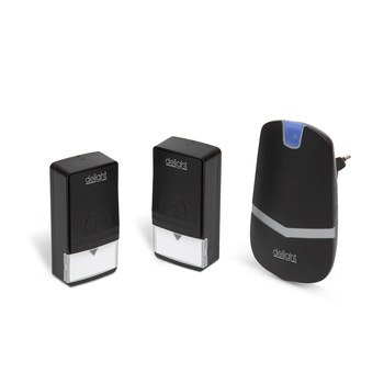 Sonerie digitala fara fir si fara baterie Delight Kinetic, cu 2 unitati de exterior, 20 tonuri, autoalimentare, 433 MHz, 200-240 V CA, IP44, 100 m, Negru Sonerie digitala fara fir si fara baterie Delight Kinetic, cu 2 unitati de exterior, 20 tonuri, autoalimentare, 433 MHz, 200-240 V CA, IP44, 100 m, Negru