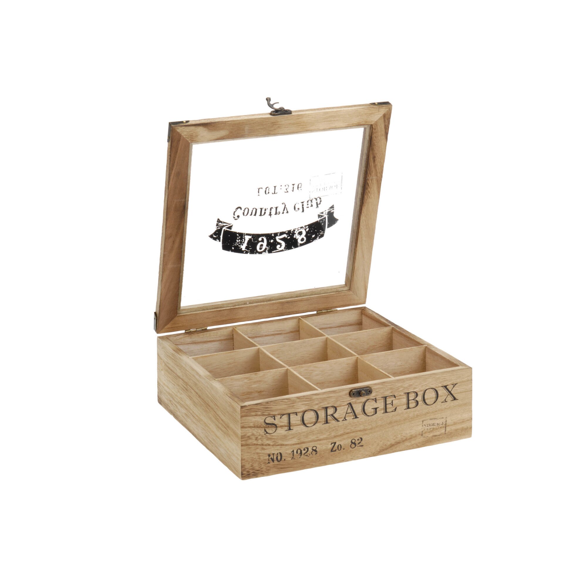 Cutie pentru ceai, cu 9 compartimente, 24.5x24.5x8.5 cm