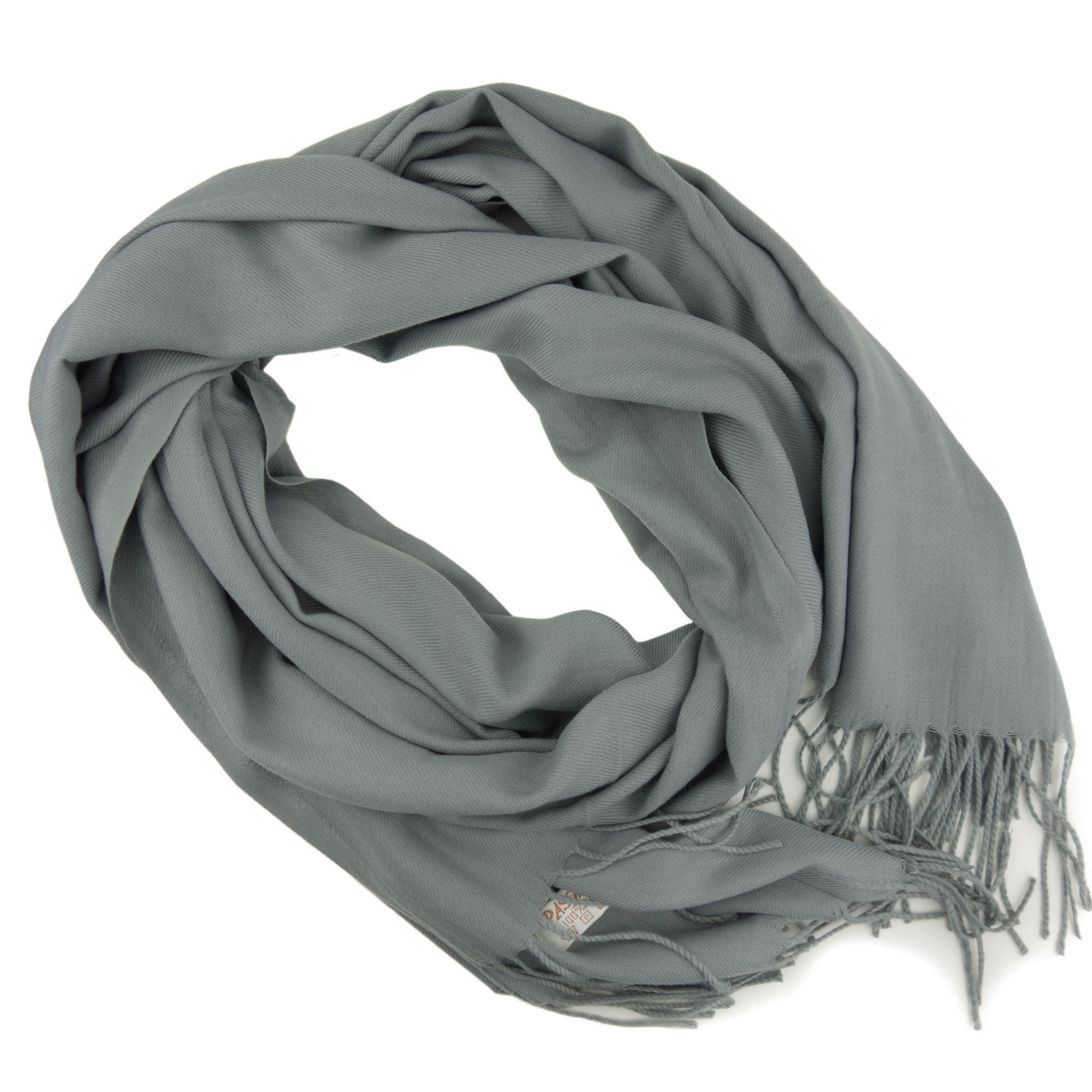 Esarfa de dama, Pashmia, Gri inchis cu franjuri, 73x190 cm - ES257