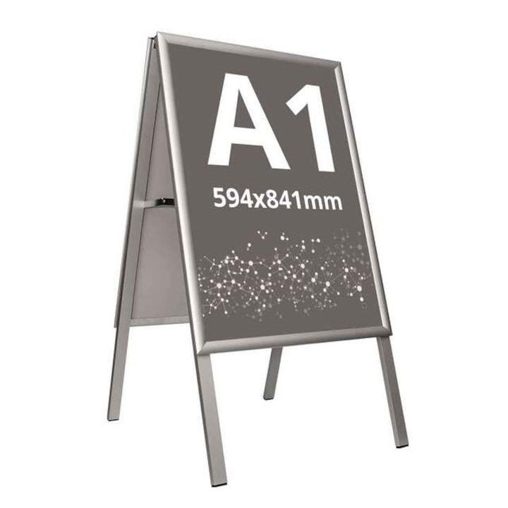 Panou stradal JJ DISPLAYS cu rama click, format print A1 - 594x841mm, click 25 mm