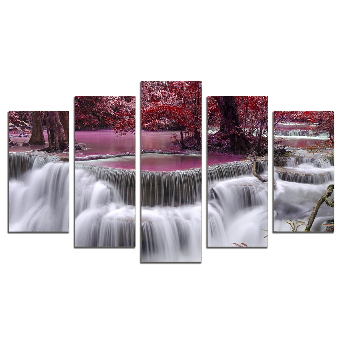 Tablou Multicanvas, 5 Piese, O cascada fabuloasa, 158х90 cm