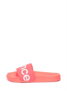 New Balance, Papuci cu imprimeu logo 200, Roz neon, 5 New Balance, Papuci cu imprimeu logo 200, Roz neon, 5