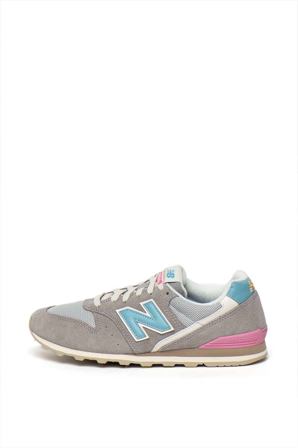 New Balance, Pantofi sport cu model colorblock si garnituri de plasa si piele intoarsa 996, Gri, 6